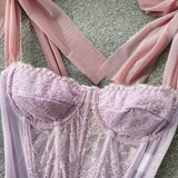 Litlookz Studio Soft Girl Sheer Lace Corset Top, view 5