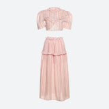 Litlookz Studio Soft Girl Striped Crop Top & Maxi Skirt Two Piece Set, view 4