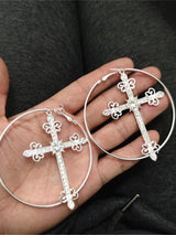 Litlookz Studio Sparkle Cross Hoop Earrings, view 2
