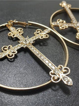Litlookz Studio Sparkle Cross Hoop Earrings, view 5