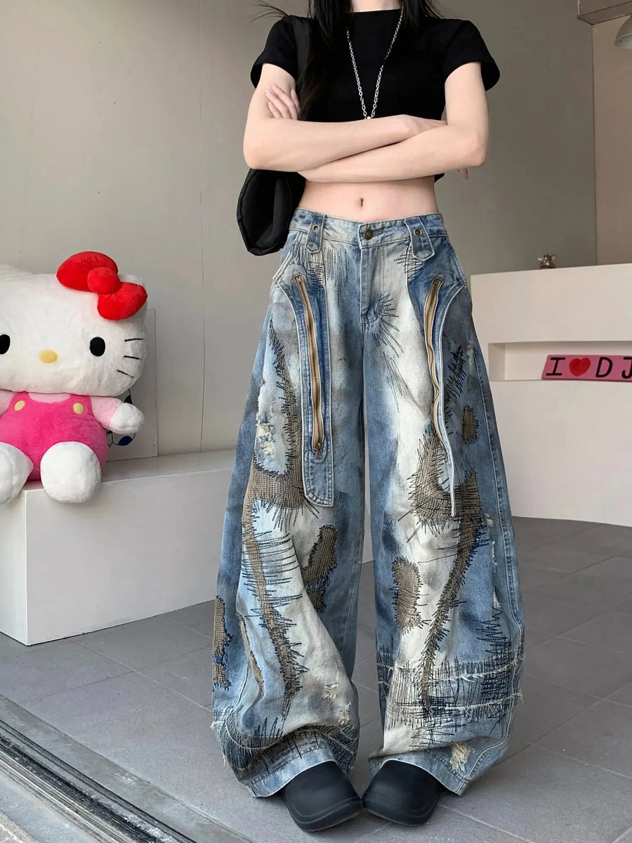 Litlookz Studio Stitch Baggy Jeans