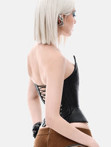 Litlookz Studio Strapless Faux Leather Corset Top, view 2