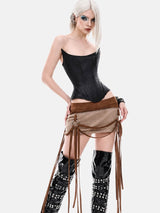Litlookz Studio Strapless Faux Leather Corset Top, view 3