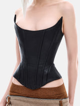 Litlookz Studio Strapless Faux Leather Corset Top, view 5