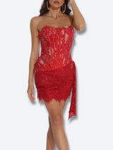 Litlookz Studio Strapless Lace Mini Dress, view 4
