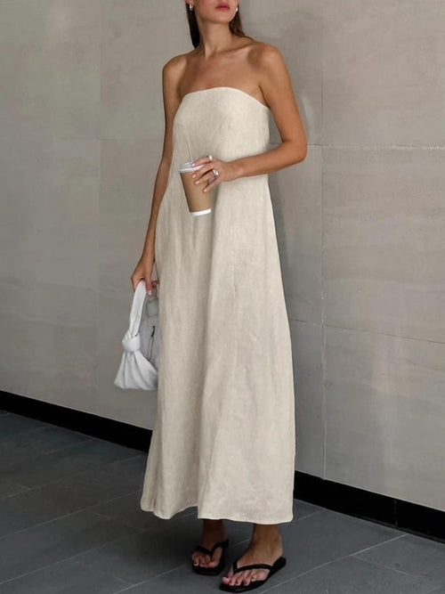Litlookz Studio Strapless Linen Midi Dress