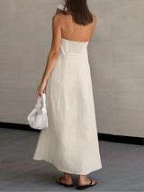 Litlookz Studio Strapless Linen Midi Dress, view 2