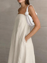 Litlookz Studio Strapless Linen Midi Dress, view 4