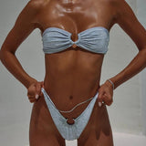 Litlookz Studio Strapless Pierced Bikini Set, view 2