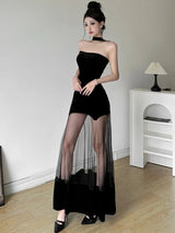 Litlookz Studio Strapless Sheer Maxi Dress, view 4