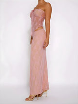 Litlookz Studio Strapless Sheer Top & Maxi Skirt Two Piece Set, view 4
