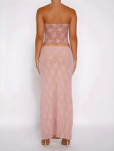 Litlookz Studio Strapless Sheer Top & Maxi Skirt Two Piece Set, view 6