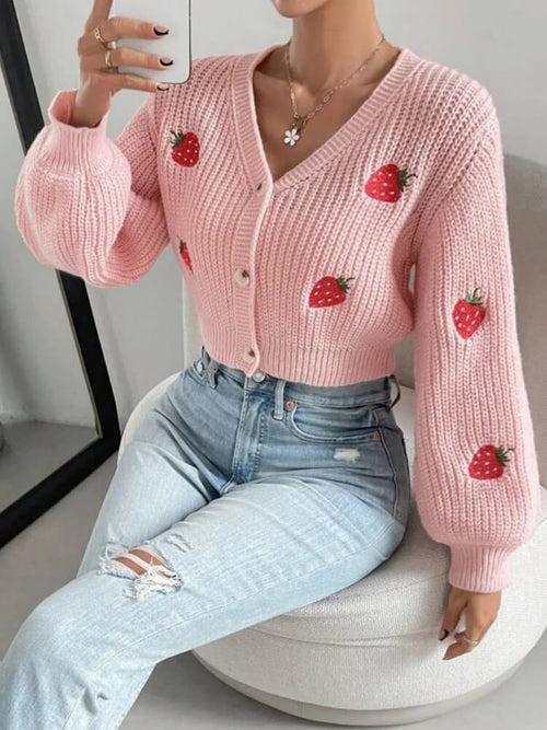 Litlookz Studio Strawberry Knit Cardigan