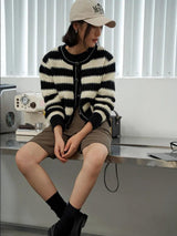 Litlookz Studio Striped Button Up Cardigan, view 6