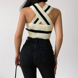 Litlookz Studio Striped Knitted Crop Top, view 2