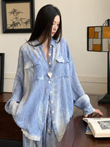 Litlookz Studio Striped Lace Trimmed Shirt, view 2