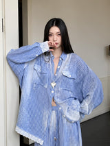Litlookz Studio Striped Lace Trimmed Shirt, view 3