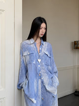 Litlookz Studio Striped Lace Trimmed Shirt, view 4