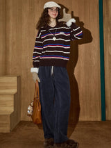 Litlookz Studio Striped Polo Collar Sweater, view 3
