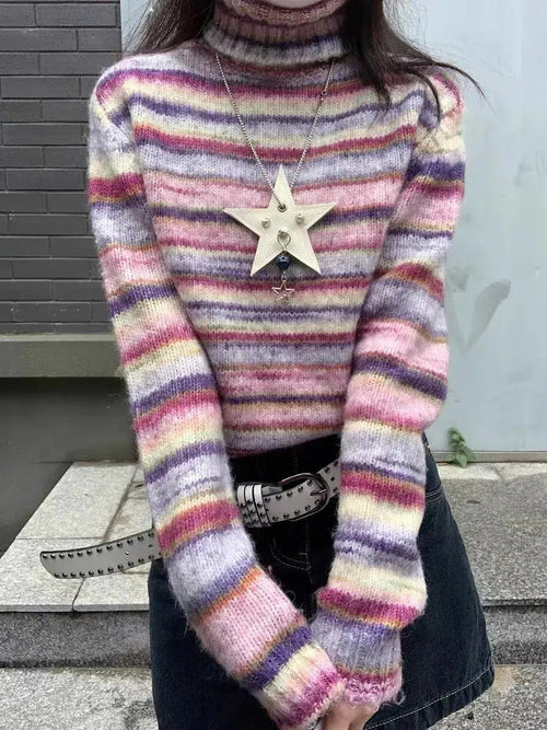 Litlookz Studio Striped Turtleneck Sweater