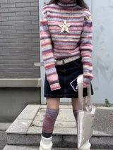 Litlookz Studio Striped Turtleneck Sweater, view 3