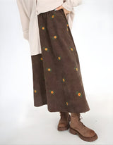 Litlookz Studio Sunflower Embroidered Corduroy Maxi Skirt, view 3