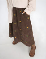 Litlookz Studio Sunflower Embroidered Corduroy Maxi Skirt, view 4