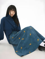 Litlookz Studio Sunflower Embroidered Corduroy Maxi Skirt, view 6