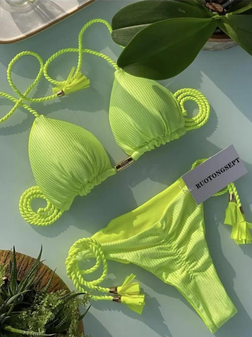 Litlookz Studio Tassel Tie Bikini Set