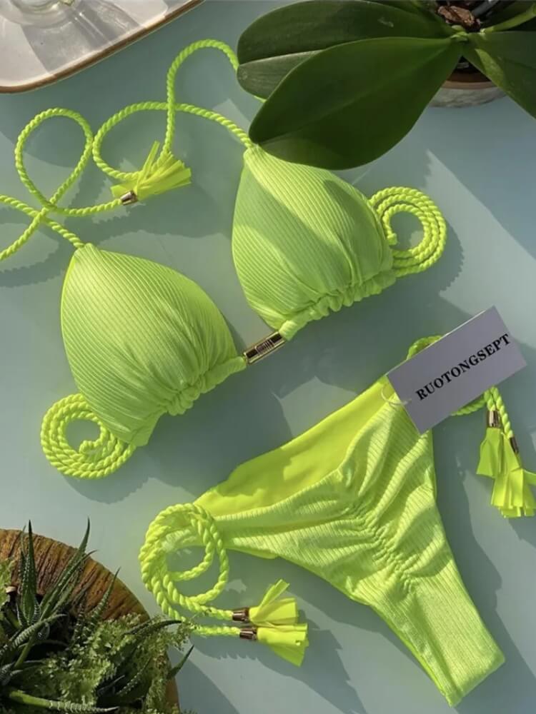 Litlookz Studio Tassel Tie Bikini Set