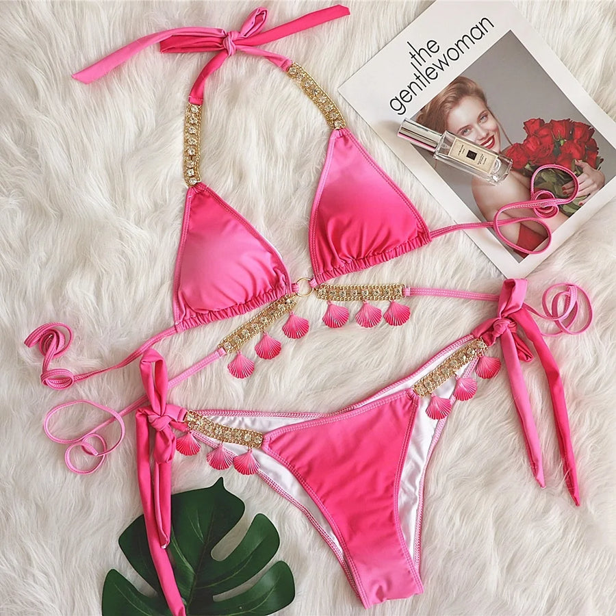 Litlookz Studio Tassel Triangle Bikini Set