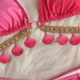Litlookz Studio Tassel Triangle Bikini Set, view 4