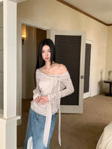 Litlookz Studio Tie Front One Shoulder Top, view 2