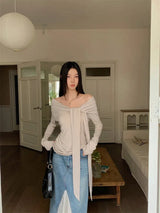 Litlookz Studio Tie Front One Shoulder Top, view 3