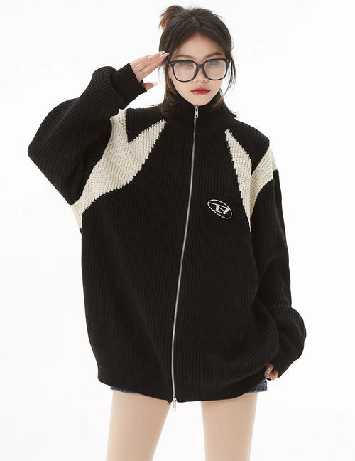 Litlookz Studio Turtleneck Zip-Up Cardigan