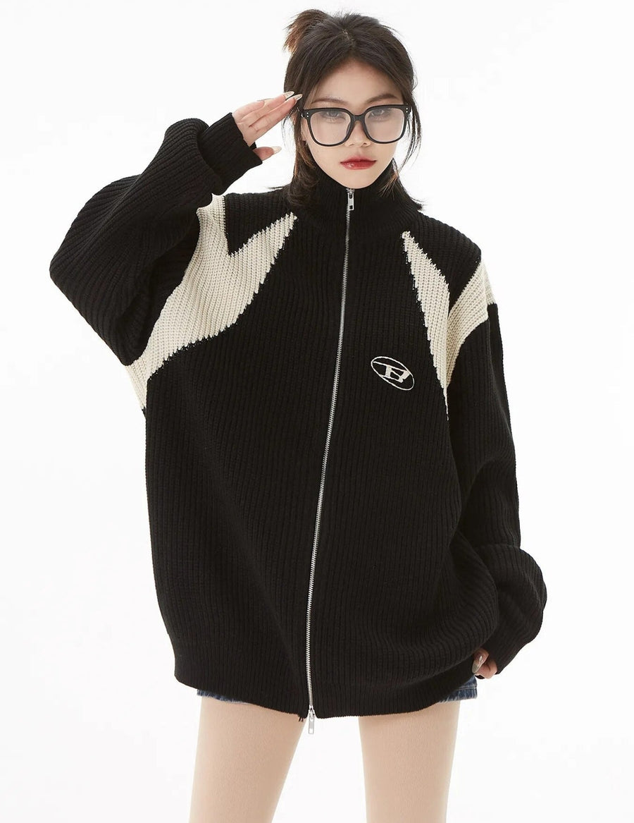 Litlookz Studio Turtleneck Zip-Up Cardigan