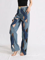 Litlookz Studio Two Different Denim Cut Out Jeans, view 2