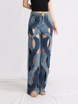 Litlookz Studio Two Different Denim Cut Out Jeans, view 3