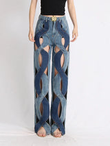 Litlookz Studio Two Different Denim Cut Out Jeans, view 4