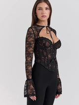 Litlookz Studio Two Piece Lace Corset Bolero Top, view 3