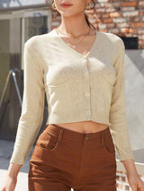 Litlookz Studio V Neck Crop Cardigan, view 2