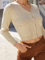 Litlookz Studio V Neck Crop Cardigan, view 5