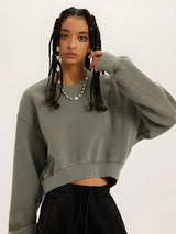 Litlookz Studio V-Neck Drop Shoulder Cropped Sweatshirt, view 2