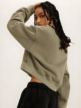 Litlookz Studio V-Neck Drop Shoulder Cropped Sweatshirt, view 3