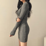 Litlookz Studio V-neck Knitted Mini Dress, view 5