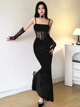 Litlookz Studio Velvet Lace Maxi Dress, view 5