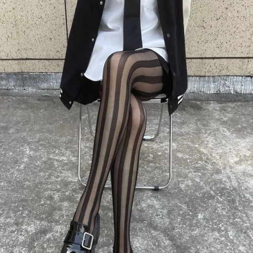 Litlookz Studio Vertical Stripe Sheer Tights