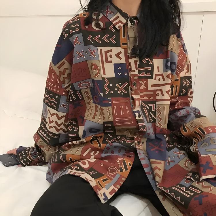 Litlookz Studio Vintage Abstract Designed Shirt