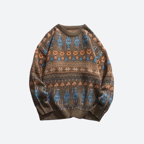 Litlookz Studio Vintage Animal Figures Knitted Sweater