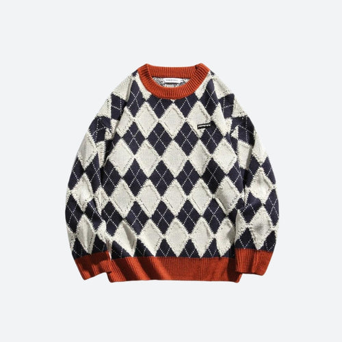 Litlookz Studio Vintage Argyle Knitted Sweater